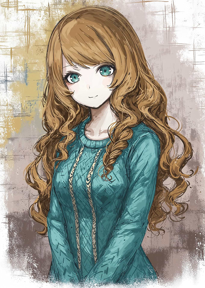 Anime Girl with Wavy Hair