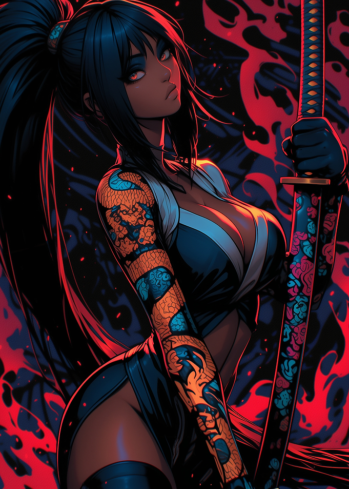 Anime Warrior Woman with Katana