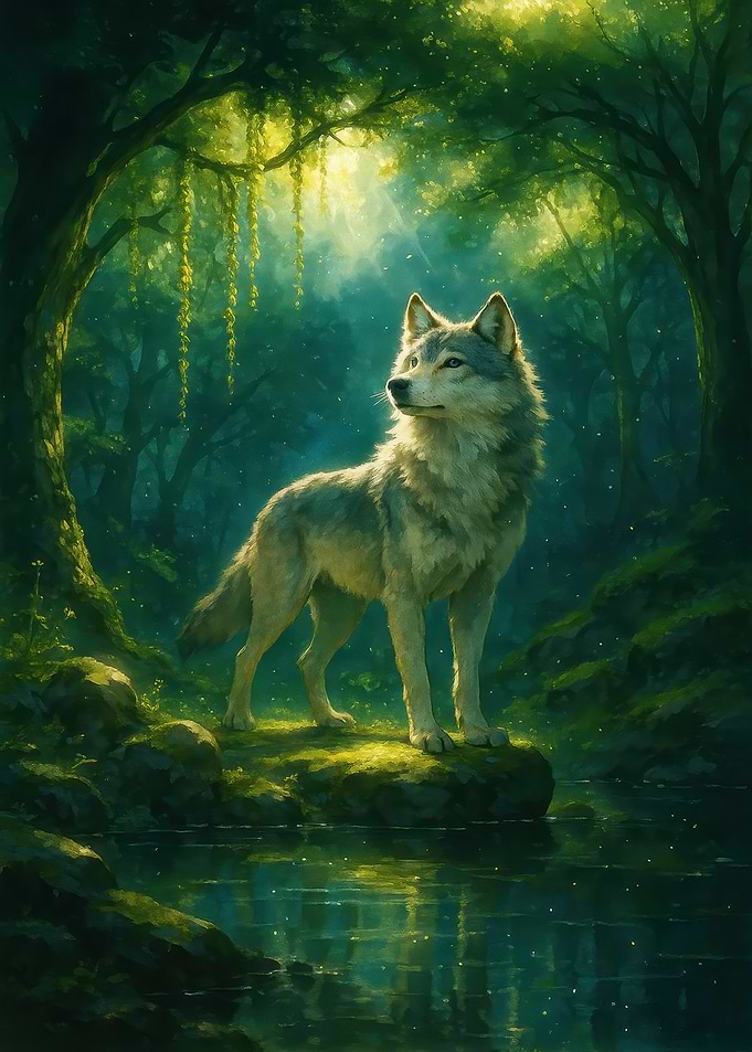 Wolf in Enchanted Forest