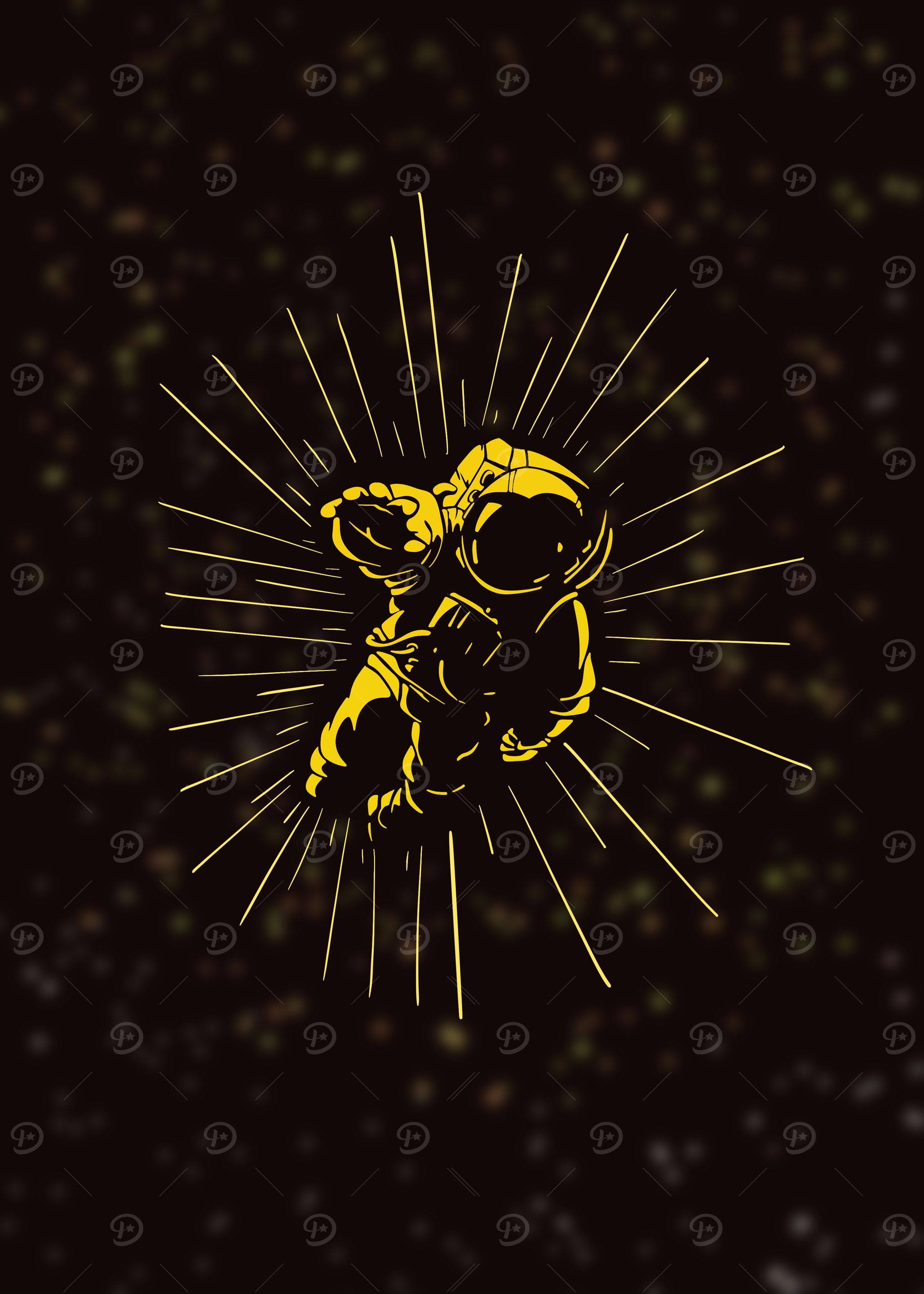 Astronaut in Space Yellow Illustration