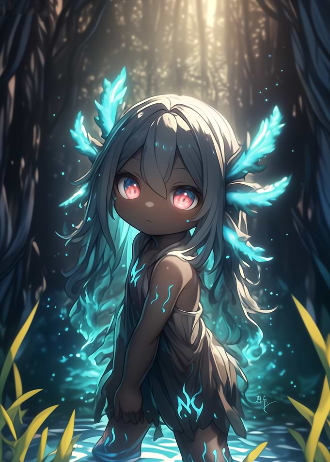 Anime Girl with Axolotl Features
