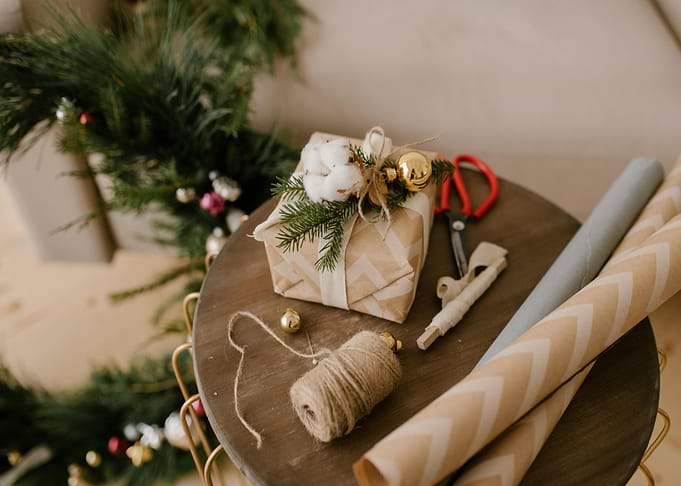 Christmas Gift Wrapping Still Life