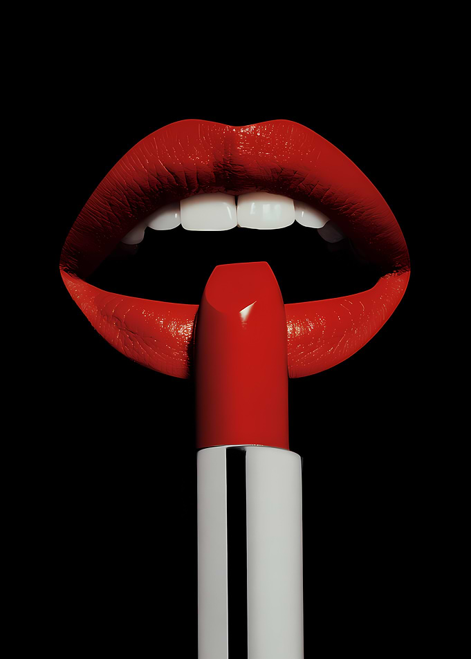 Red Lipstick and Lips on Black