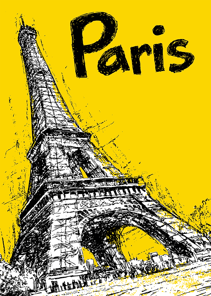 Eiffel Tower Paris Yellow Sketch
