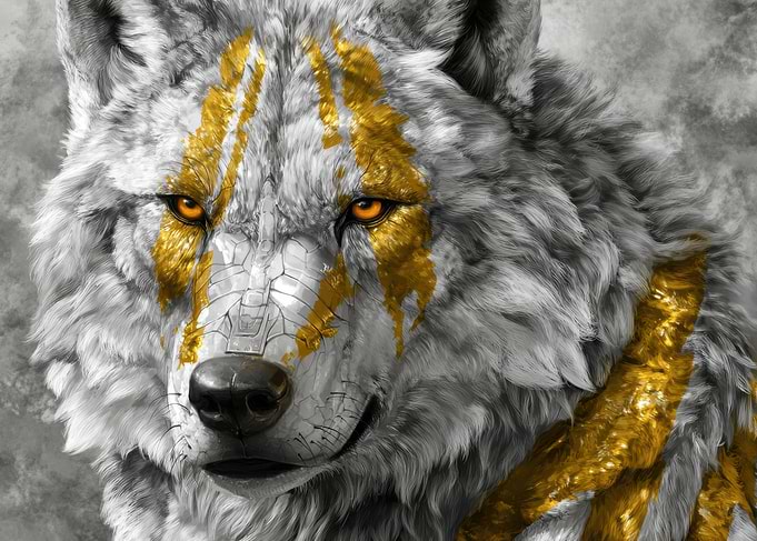Wolf with Golden Markings Digital Art