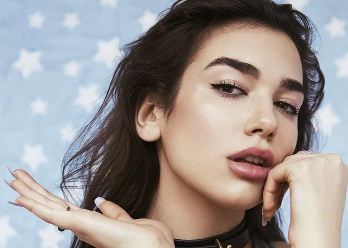 dua lipa portrait with star background