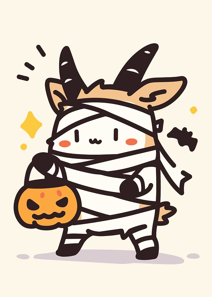 Cute Halloween Mummy Goat Illustration