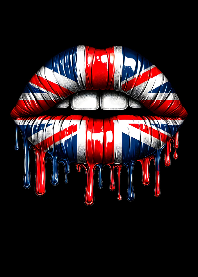 Graffiti Union Jack Lips Dripping Paint