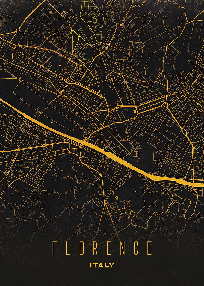 Florence, Italy City Map Artwork - Modern Minimalist Street Map of Florence's Iconic Urban Landscape