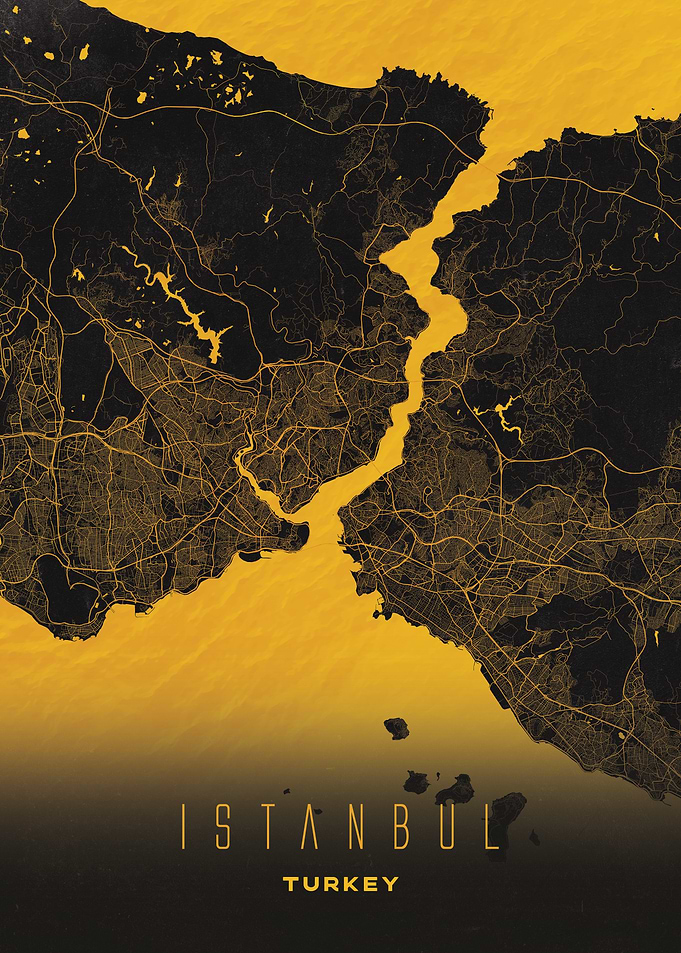Istanbul, Turkey City Map Artwork - Modern Minimalist Street Map of Istanbul's Iconic Urban Landscape