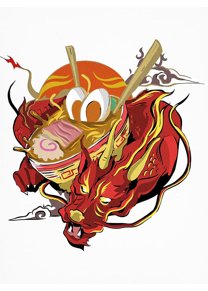 Dragon Ramen Bowl Illustration