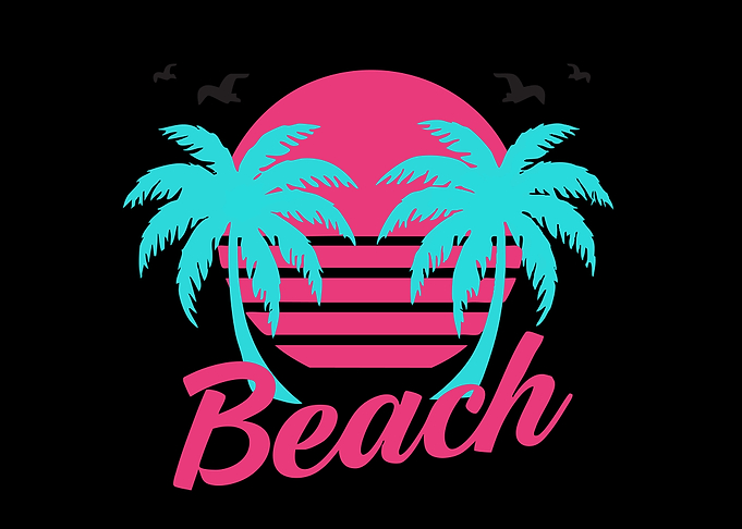 Retro Beach Palm Trees Graphic