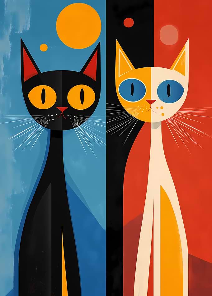 Abstract Cats Art