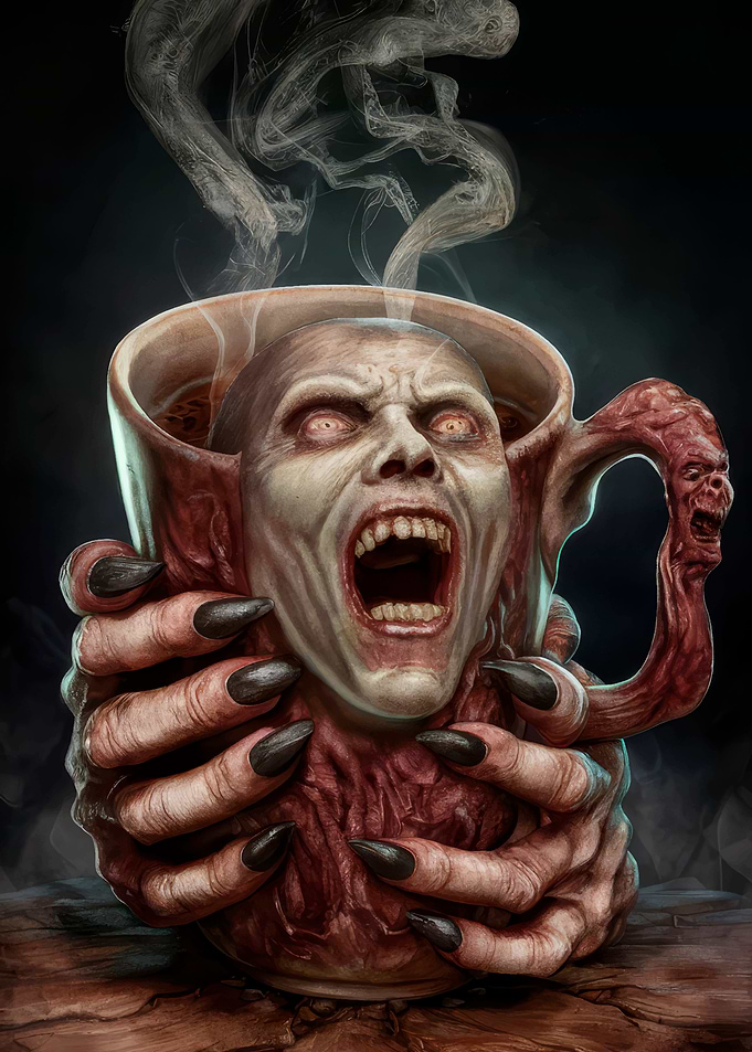 Horror Coffee Cup with Screaming Face