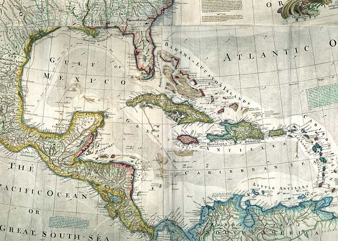 Antique Map of the Caribbean and Americas