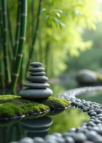 Zen Stone Stack in Serene Garden