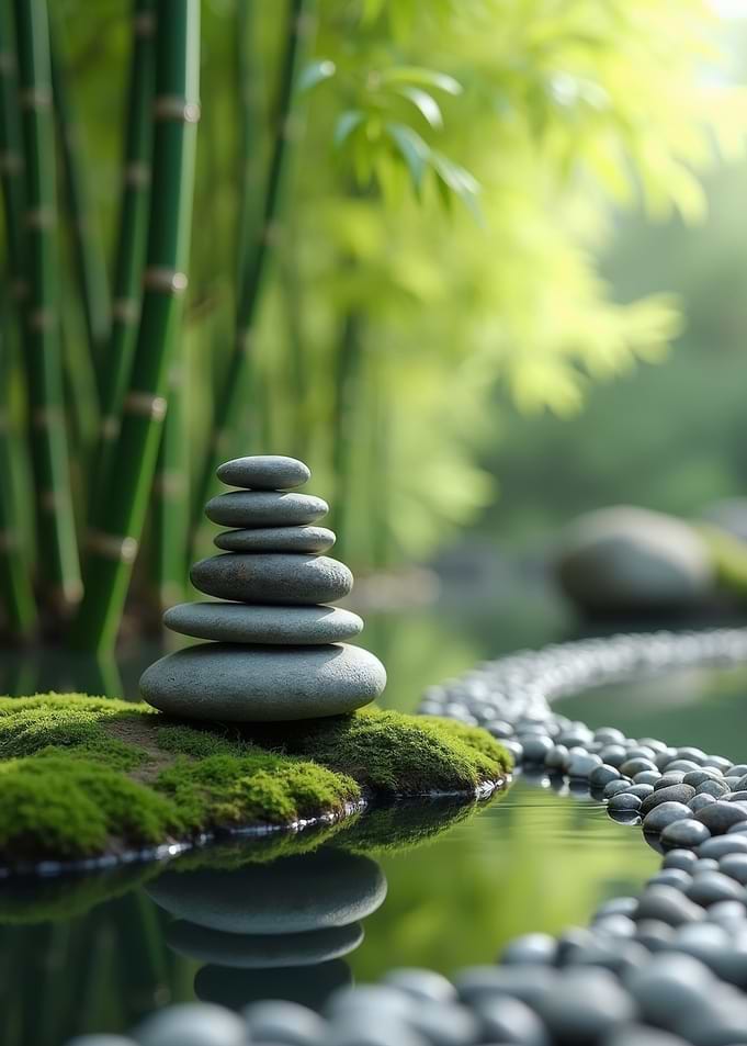 Zen Stone Stack in Serene Garden