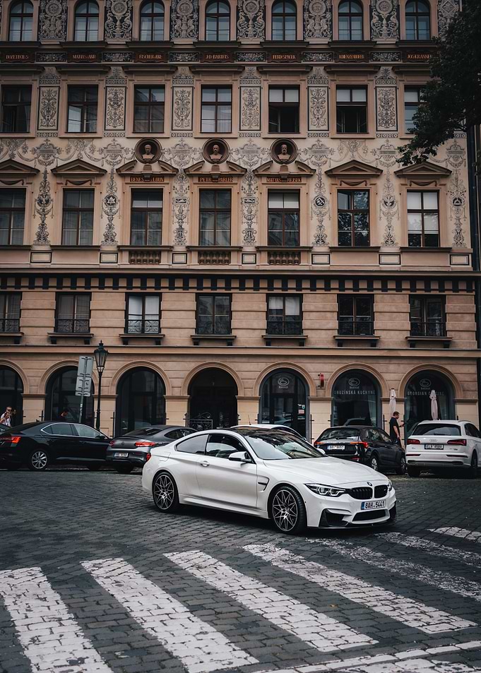 White BMW, in Prague