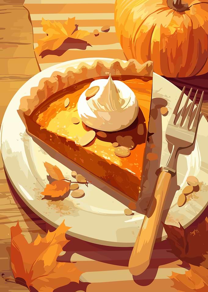Pumpkin Pie Slice with Whipped Cream