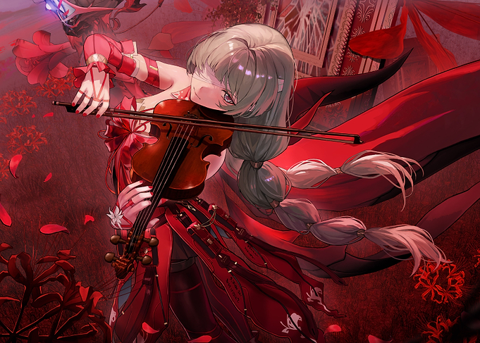 Phrolova Wuthering Waves Playing Violin in Red