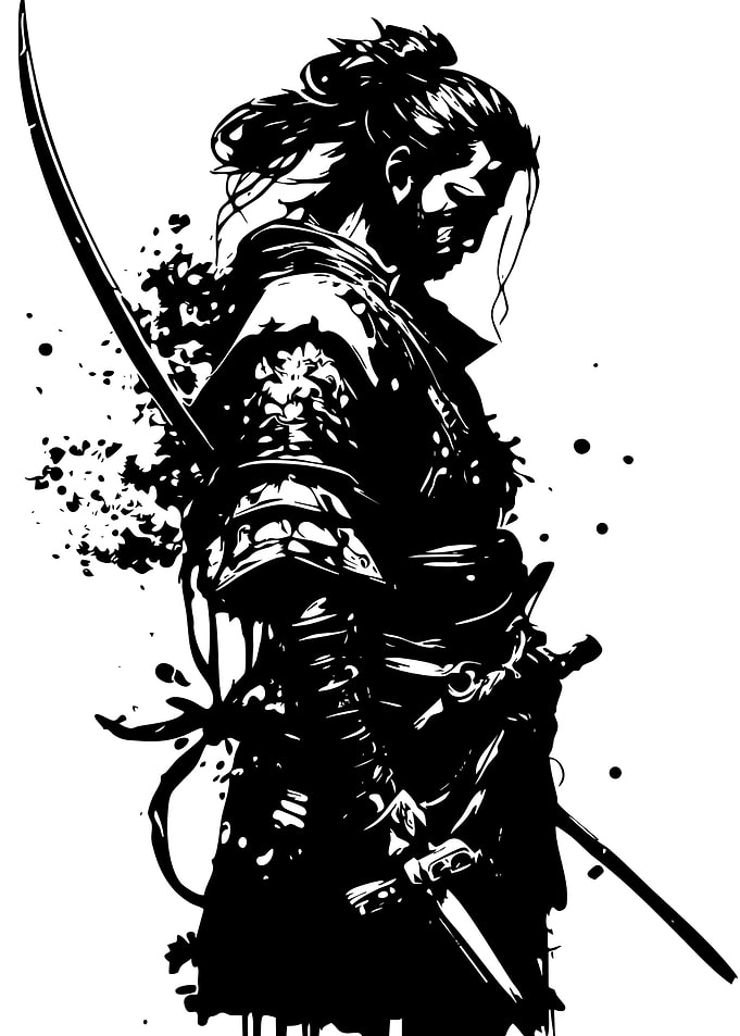 Black and White Samurai Illustration