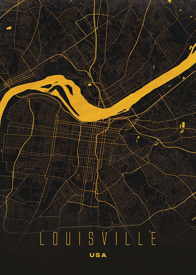 Louisville, USA City Map Artwork - Modern Minimalist Street Map of Louisville's Iconic Urban Landscape