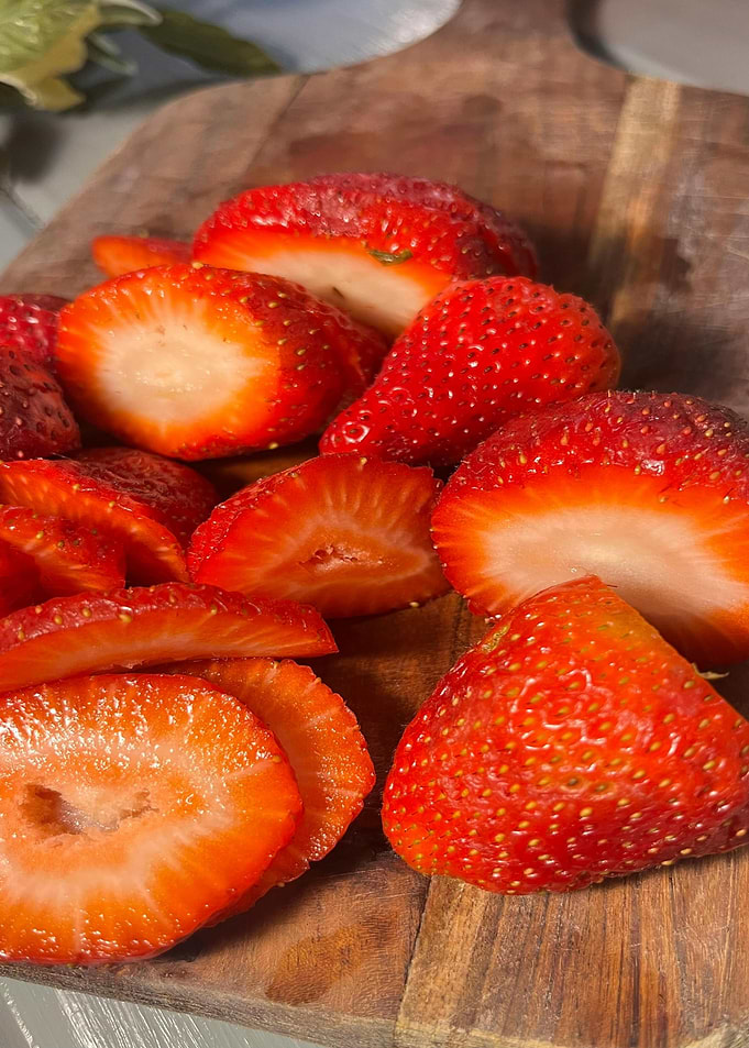 Fresh Strawberries on Wooden Board