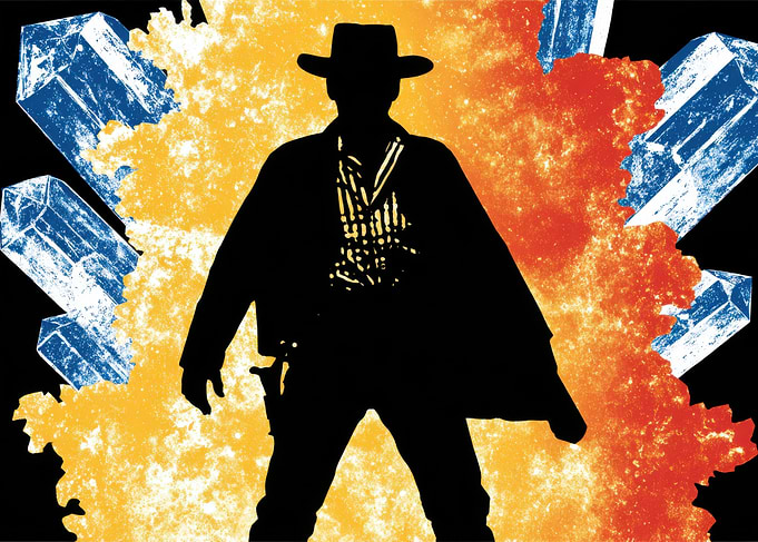 Silhouette of a Cowboy with Crystals
