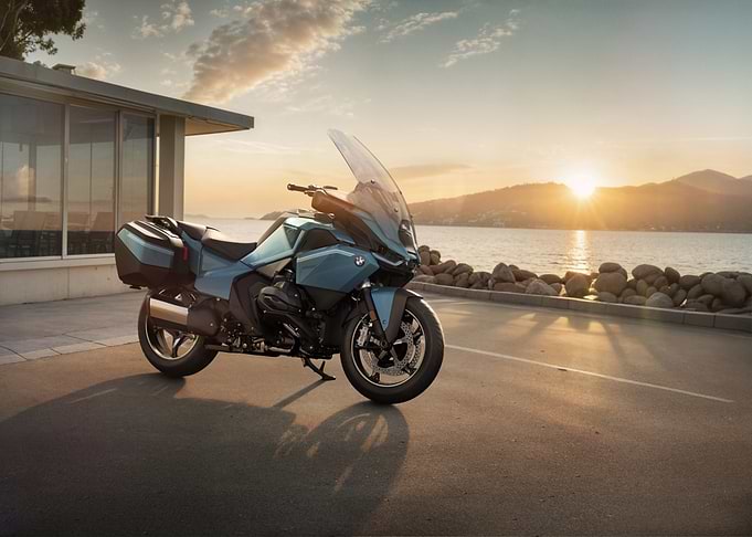 BMW R1250RT Motorcycle at Sunset