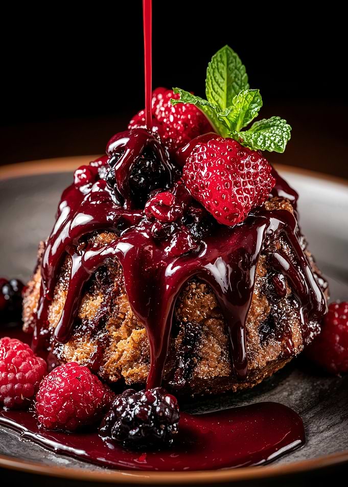 Berry Cake with Red Sauce