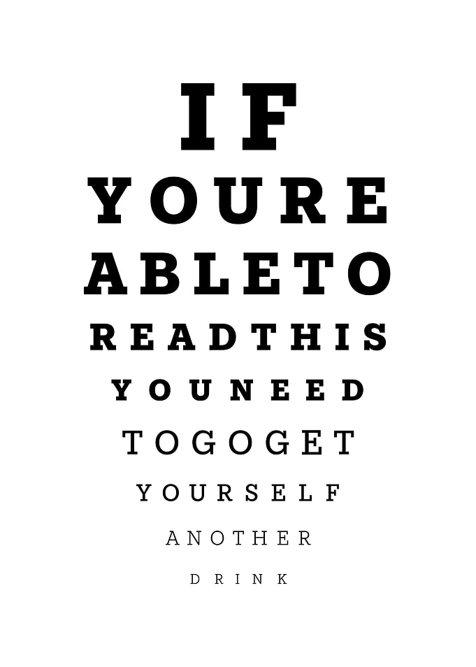 Drinking Eye Test Chart