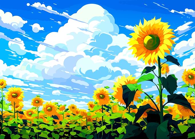 Sunflower Field Under a Cloudy Sky