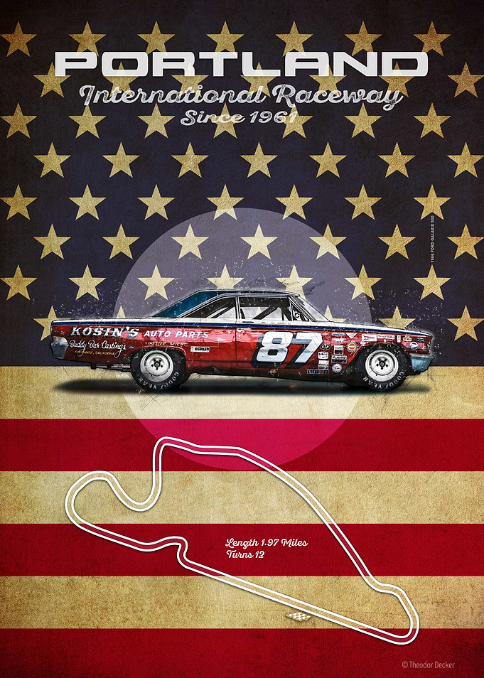 Portland International Raceway Vintage Poster