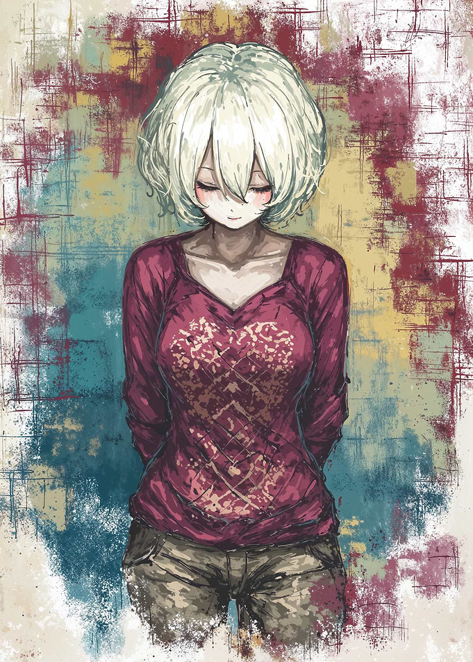 Anime Girl Portrait with Textured Background