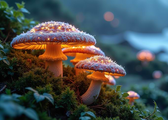 Glowing Mushrooms in Enchanted Forest