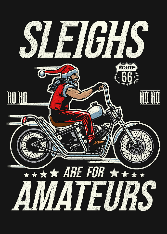 Santa on Motorcycle Sleighs Are For Amateurs