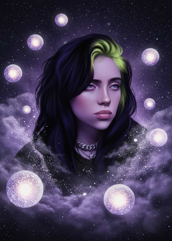 Billie Eilish in a cosmic dream