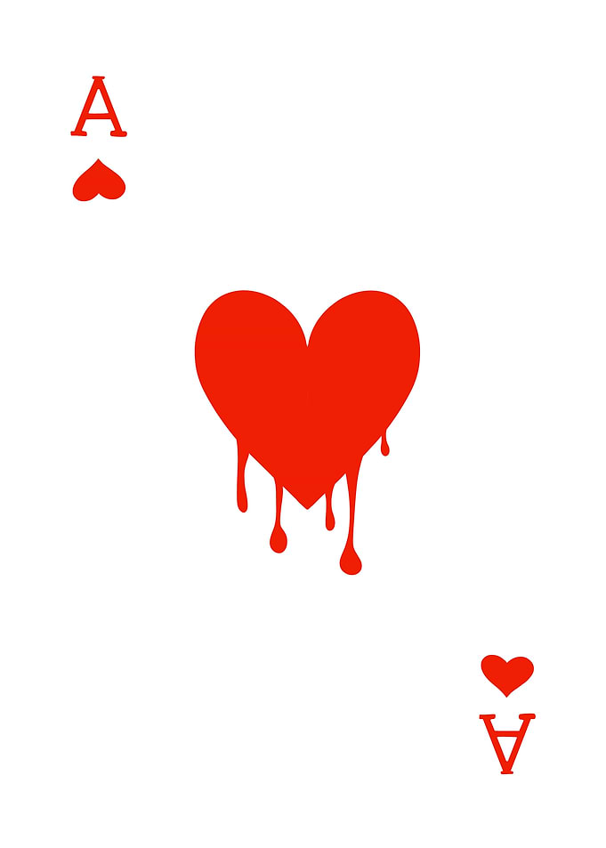 Ace of Hearts Dripping Red
