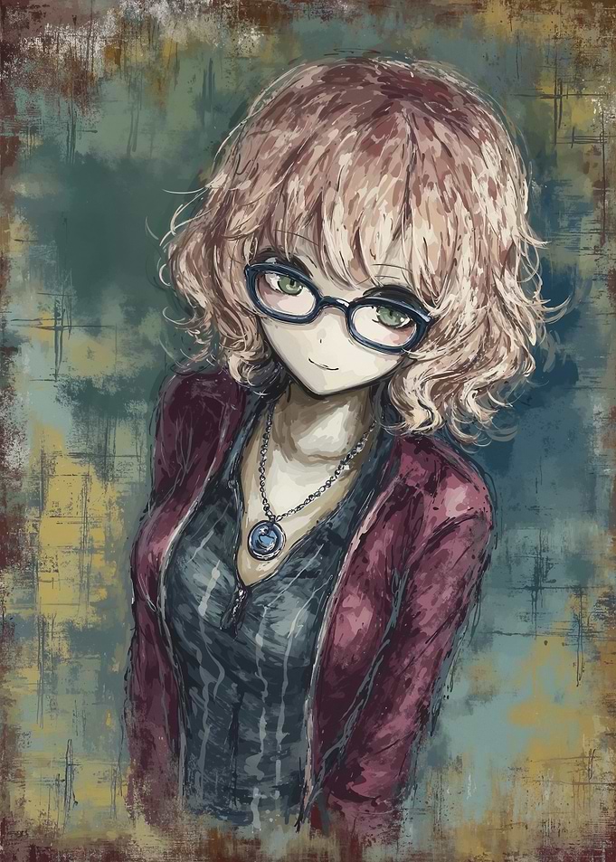 Anime Girl with Glasses Portrait