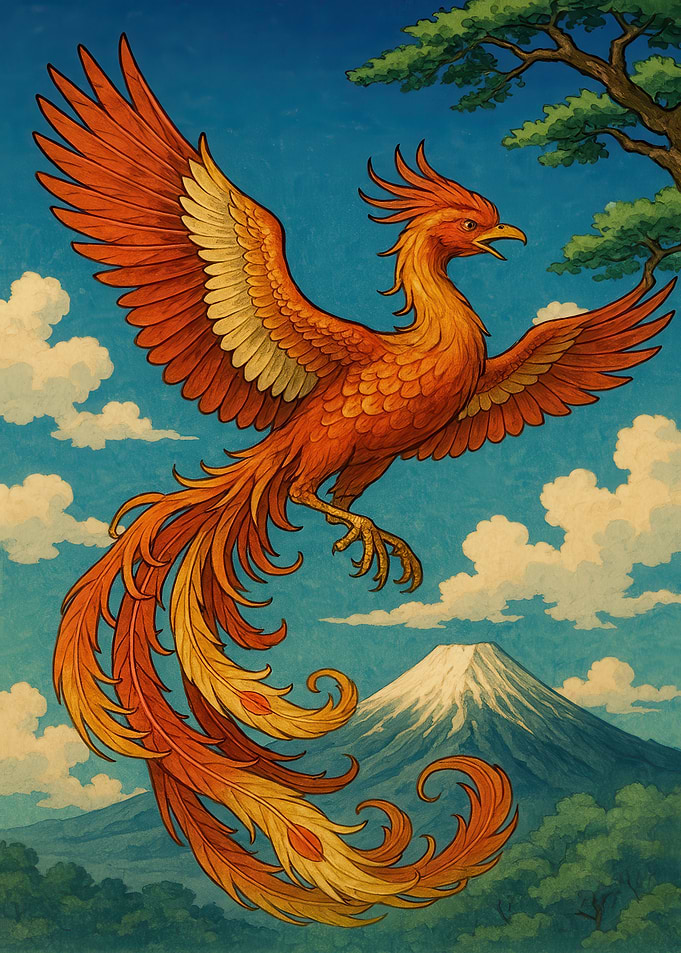 Phoenix Rising over Mount Fuji