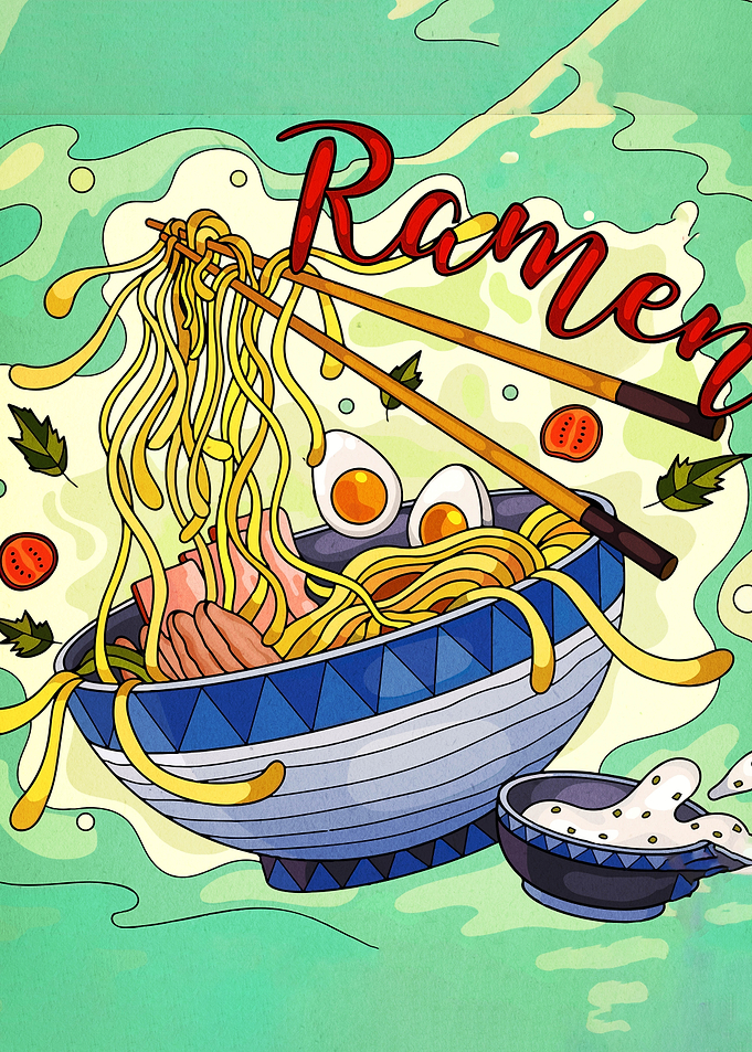 Stylized Ramen Bowl Illustration