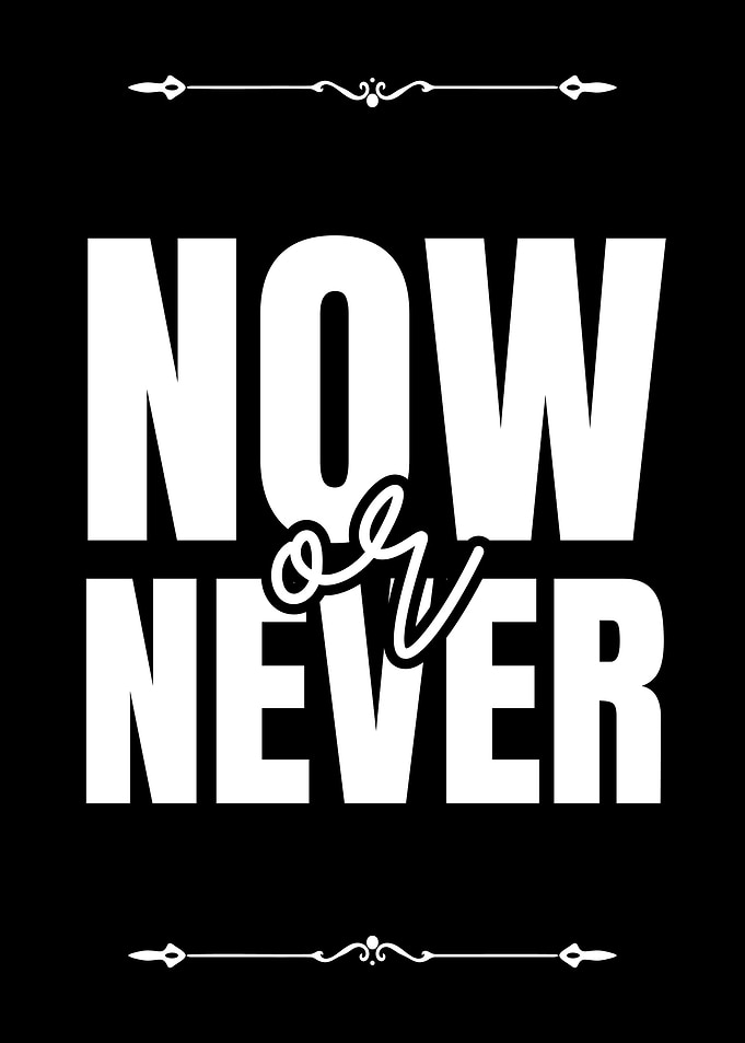Now or Never Motivational Text Art
