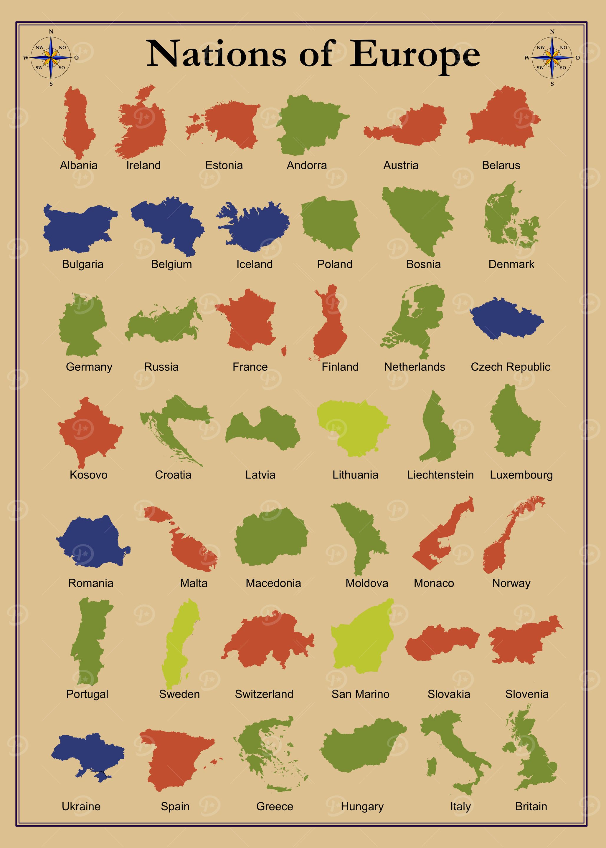 Nations of Europe Map