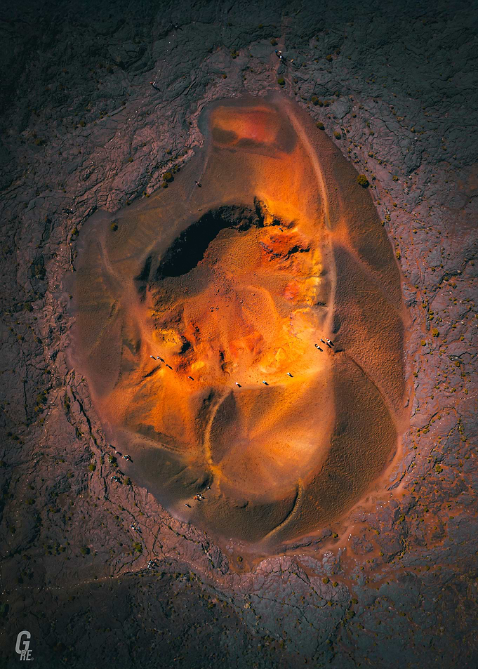 Volcanic Crater Aerial View