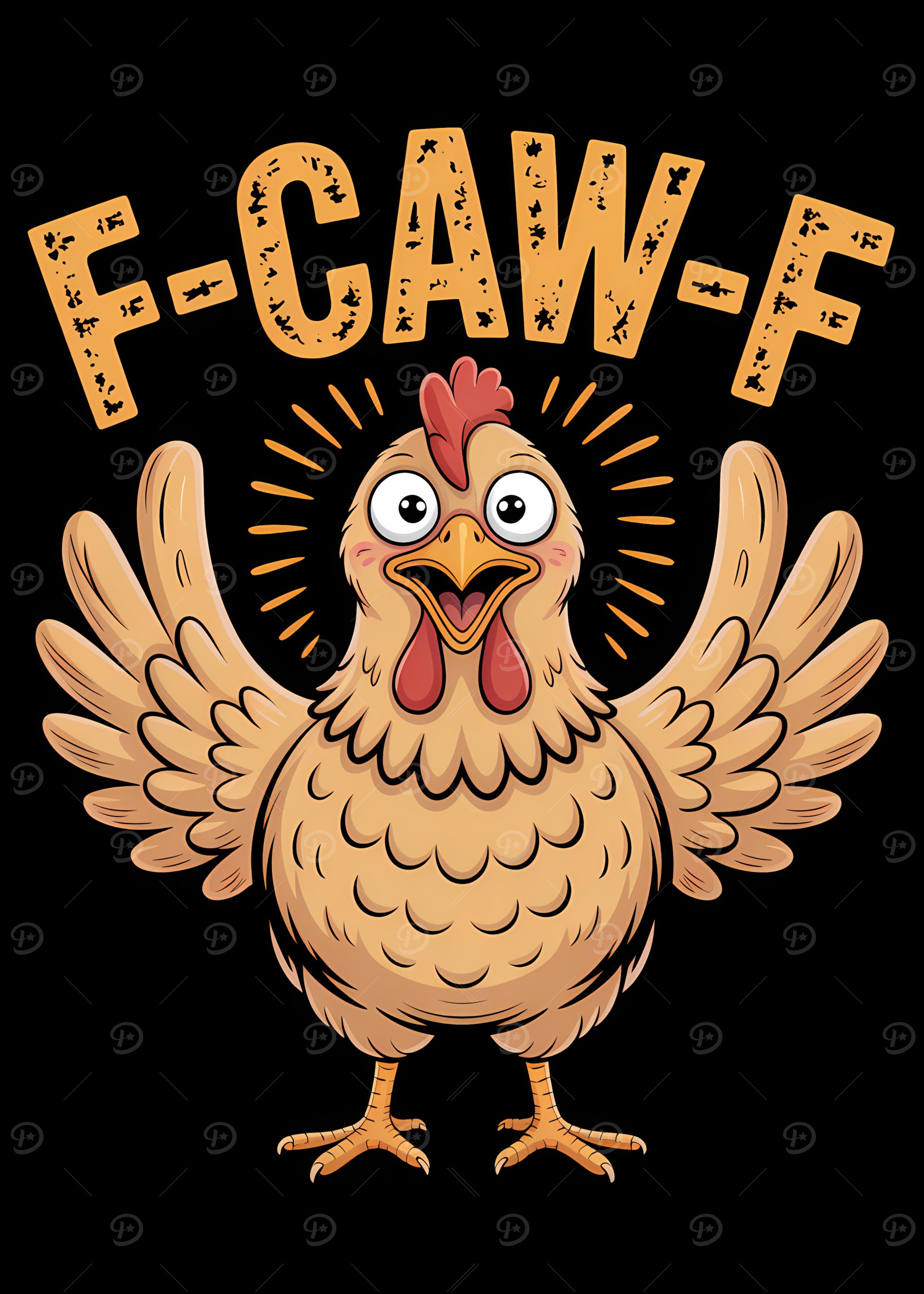 Cartoon Chicken with F-CAW-F Text