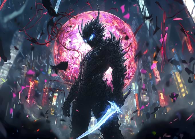 Dark Warrior with Glowing Sword