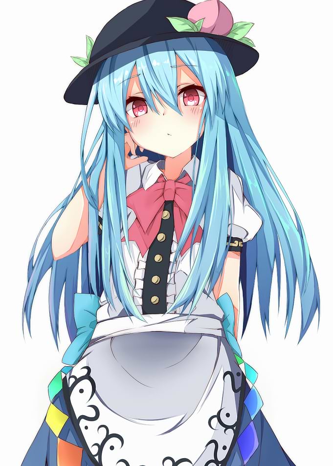 Anime Girl with Blue Hair and Hat