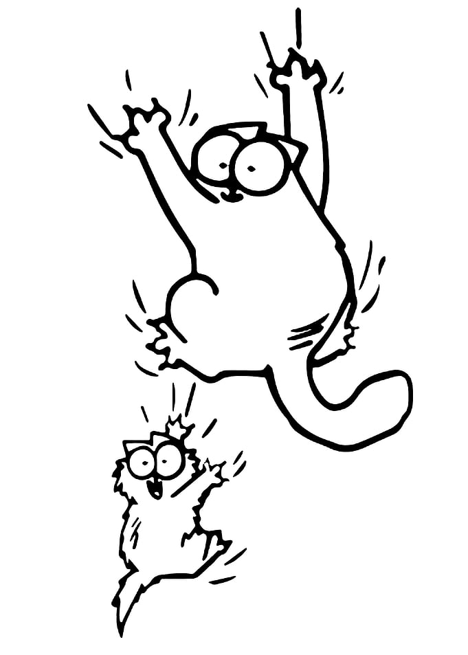 Two Cats Climbing Black and White