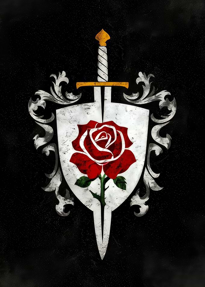 Sword, Shield, and Rose Emblem