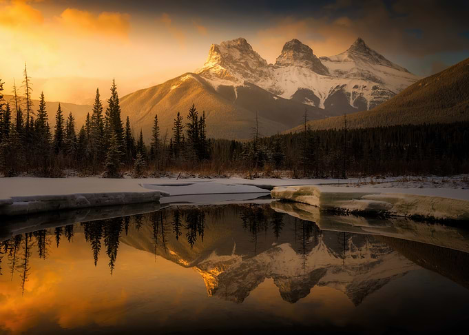 Three Sisters Mountain Reflection